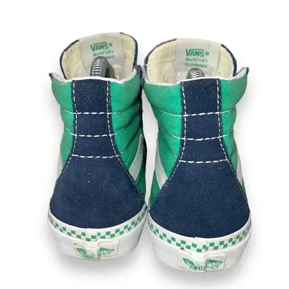 Vans Sk8-Hi Skate Shoes Navy Suede / Aqua Canvas / White Women's 5 - Picture 5 of 11